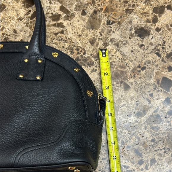 MCM Black Leather Satchel with Gold Accents with COA - Picture 11 of 11